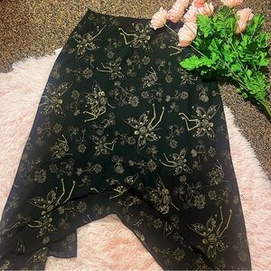 Hot Topic Black and Gold Asymmetrical Skirt